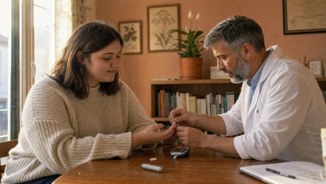 Professionnel de santé réalisant un test de glycémie capillaire